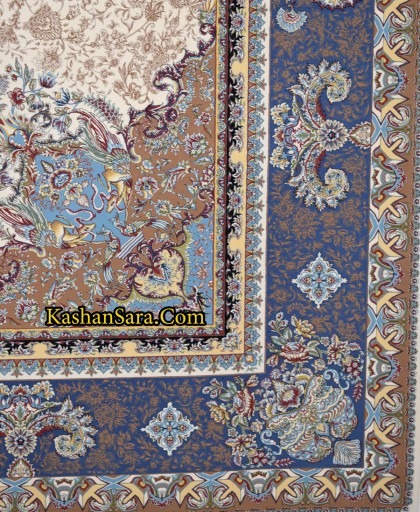 فرش ماشینی 1200 شانه گل برجسته کرم