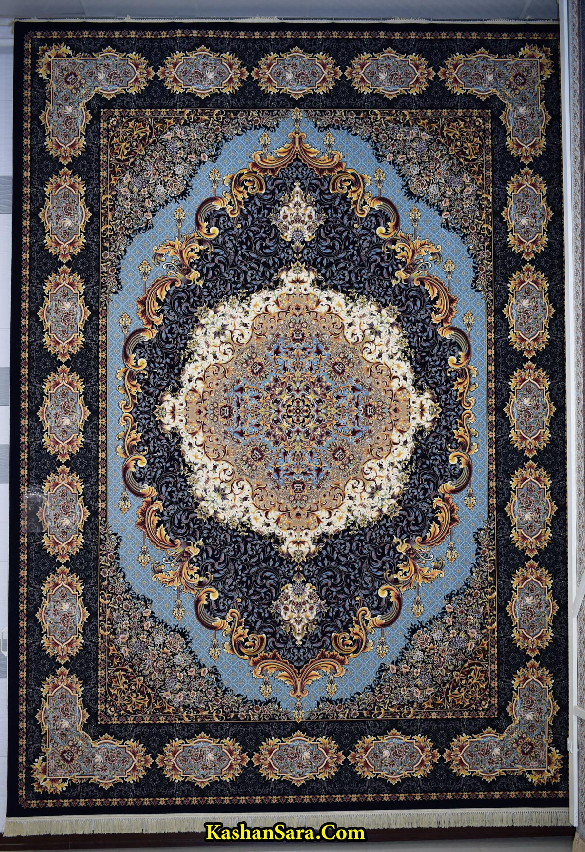 فرش طرح میلان – 1200 شانه تراکم 3600 سرمه ای