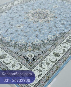 فرش کاشان مدل اصفهان آبی 1500 شانه