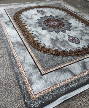 فرش ماشینی کاشان طرح مرمر