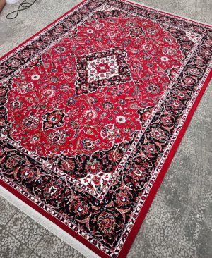 فرش اقتصادی کاشان طرح اصیل لاکی قرمز