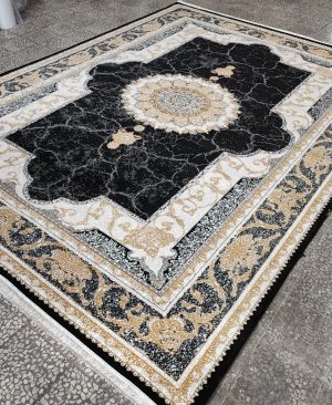 فرش ماشینی نسیم سرمه‌ای مدرن و مقاوم – طرح خاص کاشانسرا